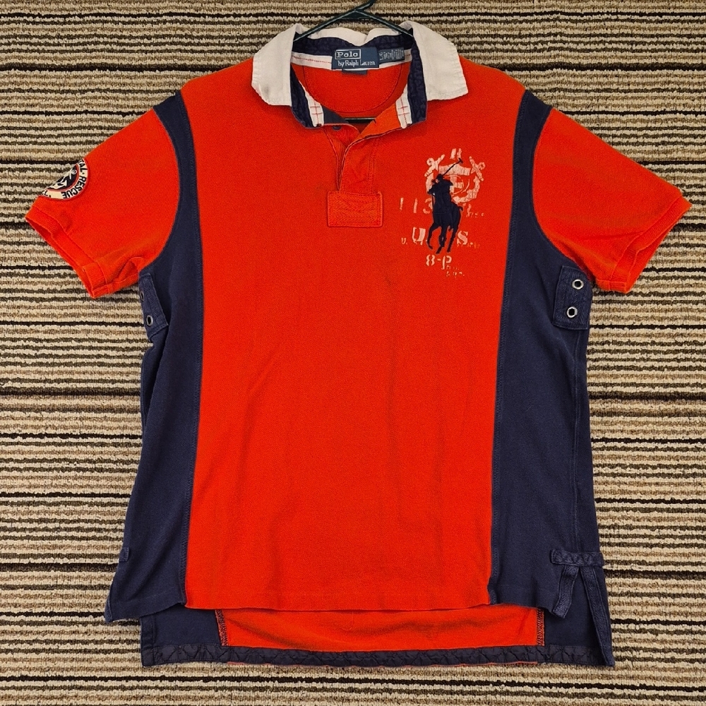 POLO RALPH LAUREN Custom Fit Patrol Coastal Rescue Patch Large Mens Polo Shirt